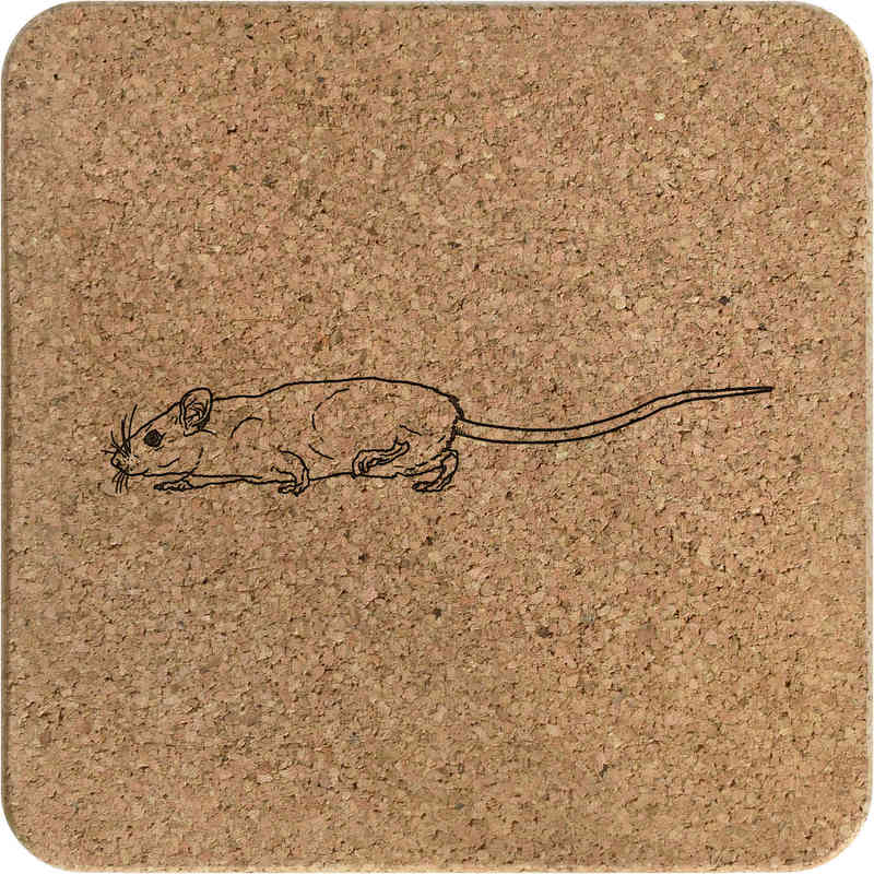 'Running Rat' Square Cork Trivet / Pot Stand (TR00017902)