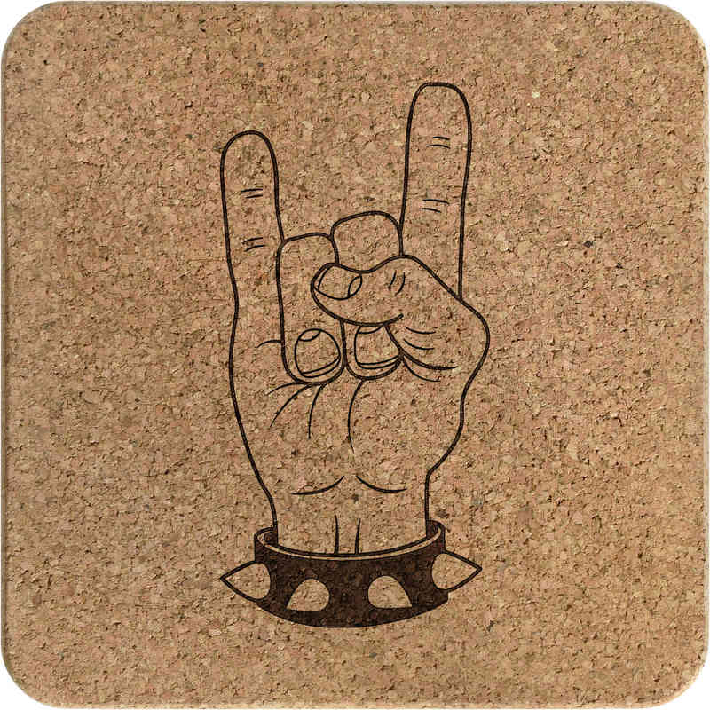 'Rock Hand' Square Cork Trivet / Pot Stand (TR00018096)