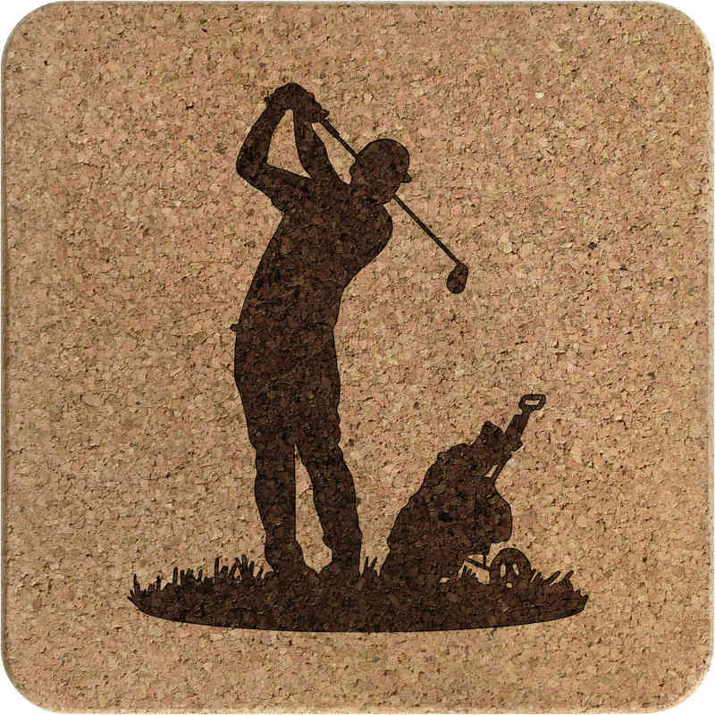 'Golfer Silhouette' Square Cork Trivet / Pot Stand (TR00018492)