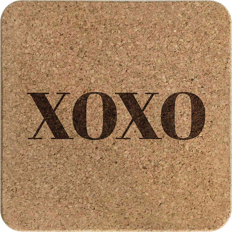 'XOXO' Square Cork Trivet / Pot Stand (TR00023380)