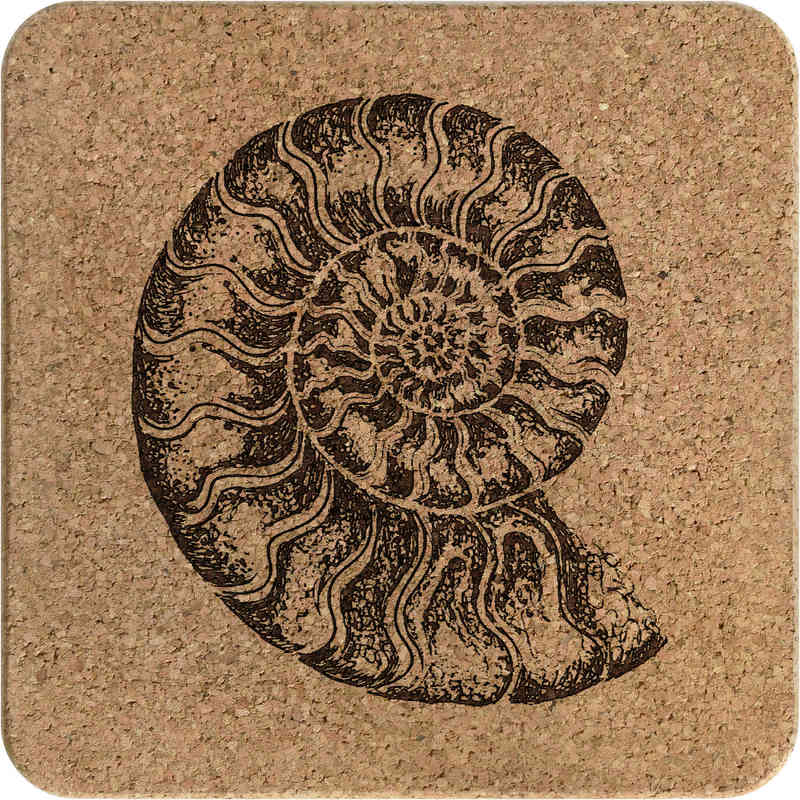 'Ammonite' Square Cork Trivet / Pot Stand (TR00023528)