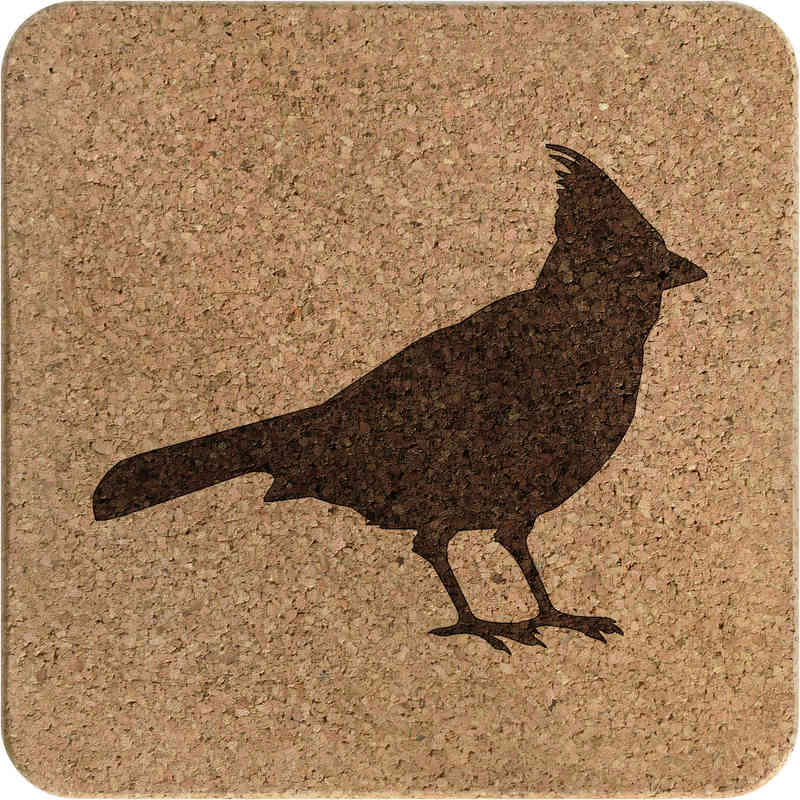 'Cardinal Bird' Square Cork Trivet / Pot Stand (TR00024272)