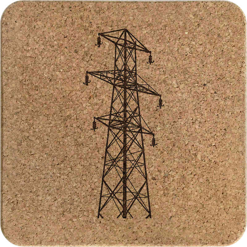 'Electric Pylon' Square Cork Trivet / Pot Stand (TR00026508)
