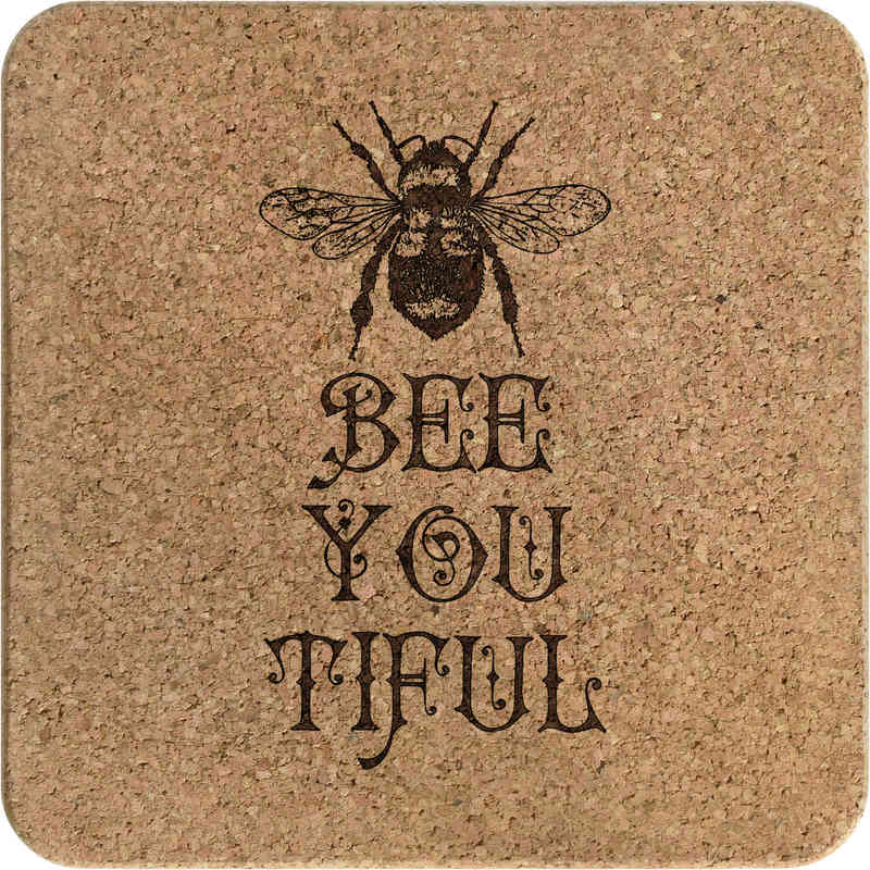 'Bee You Tiful Bumblebee' Square Cork Trivet / Pot Stand (TR00027530)