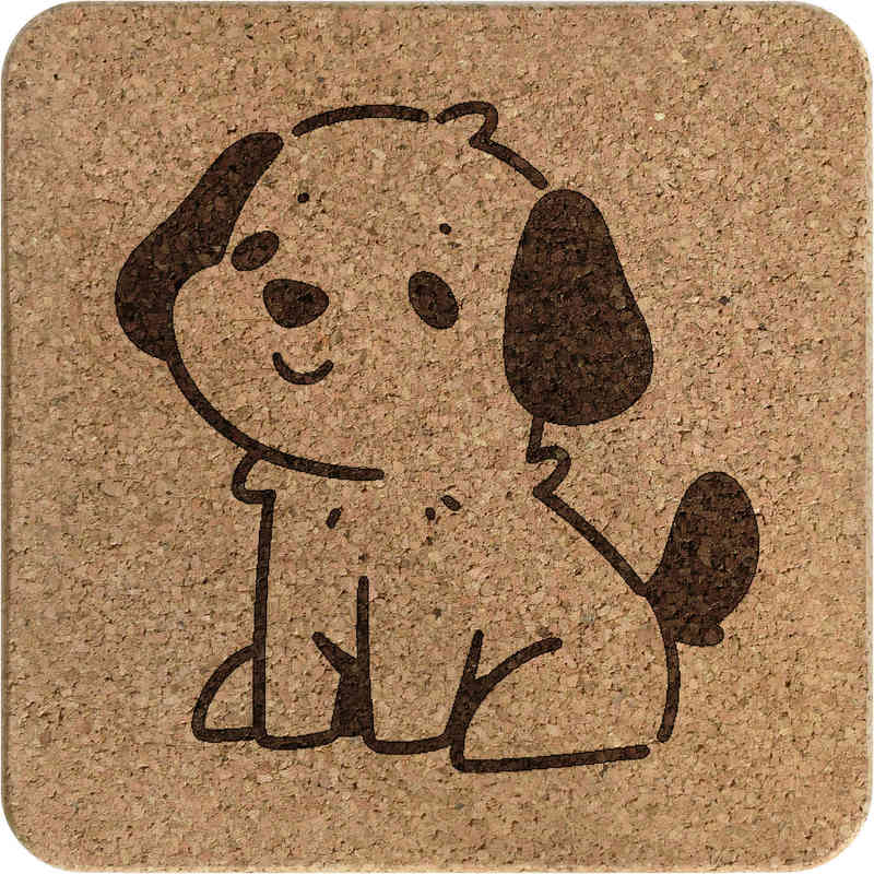 'Cute Puppy Sitting' Square Cork Trivet / Pot Stand (TR00028363)