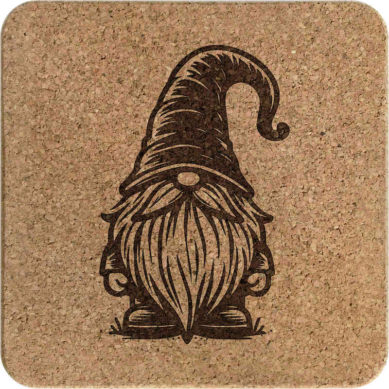 'Gonk Gnome' Square Cork Trivet / Pot Stand - Heat Resistant Table Mat for Pans, Dishes, Kitchens and Dining (TR00028547)