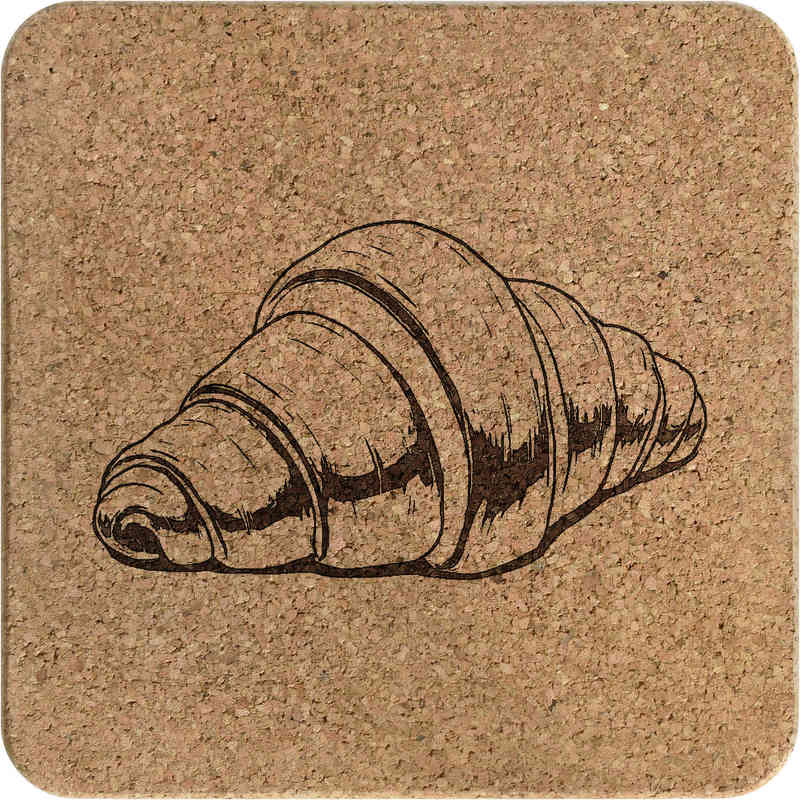 'Single Croissant' Square Cork Trivet / Pot Stand (TR00028708)