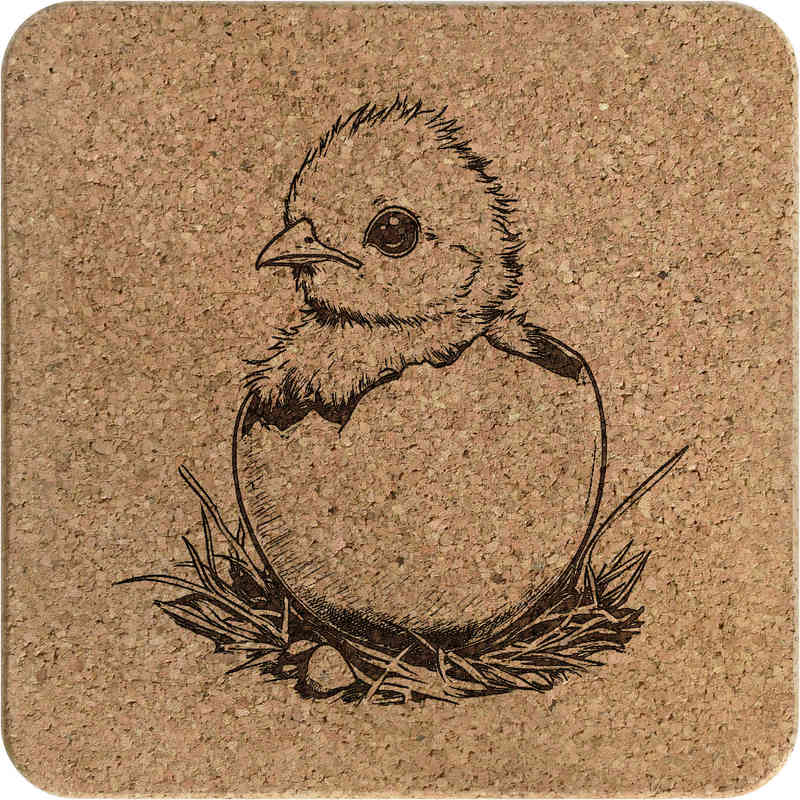 'Baby Chick Coming Out of Egg' Square Cork Trivet / Pot Stand (TR00029637)