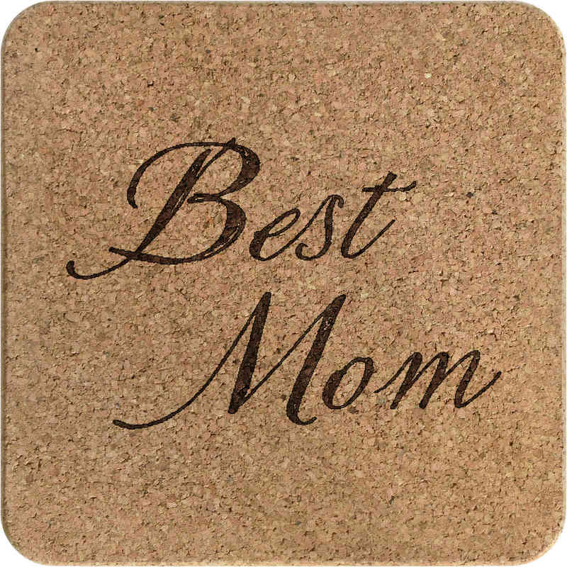 'Best Mom' Square Cork Trivet / Pot Stand (TR00029673)