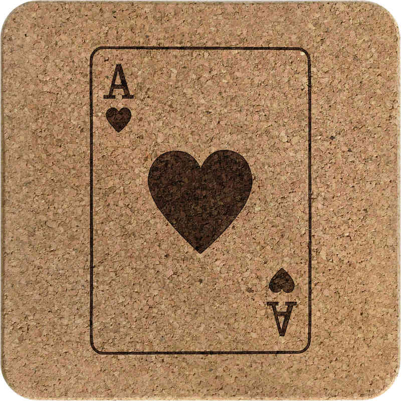 'Ace of Hearts' Square Cork Trivet / Pot Stand (TR00029820)
