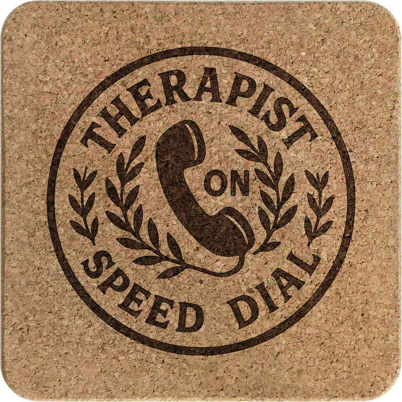 'Therapist On Speed Dial' Square Cork Trivet / Pot Stand (TR00030194)
