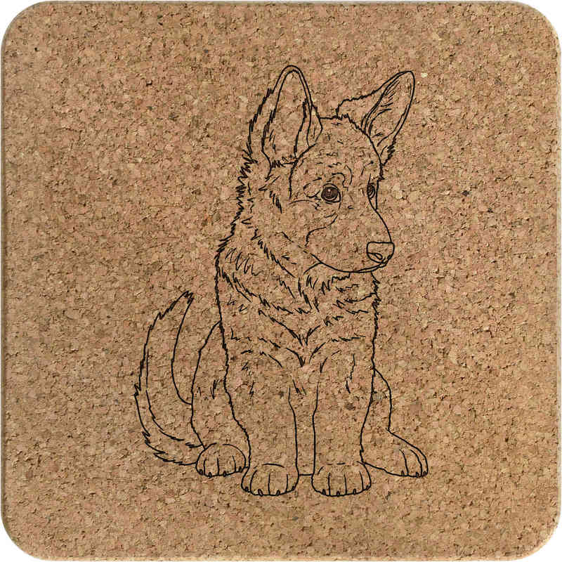 'Adorable German Shepherd Puppy' Square Cork Trivet / Pot Stand (TR00030461)