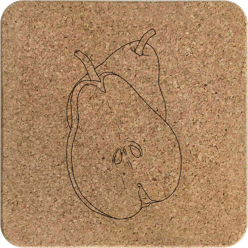 'Sliced Pear Fruit' Square Cork Trivet / Pot Stand (TR00030519)