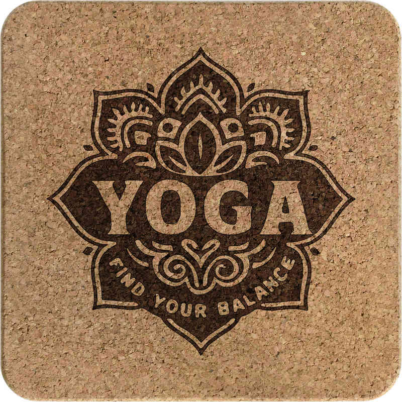 'Yoga Find Your Balance' Square Cork Trivet / Pot Stand (TR00030812)
