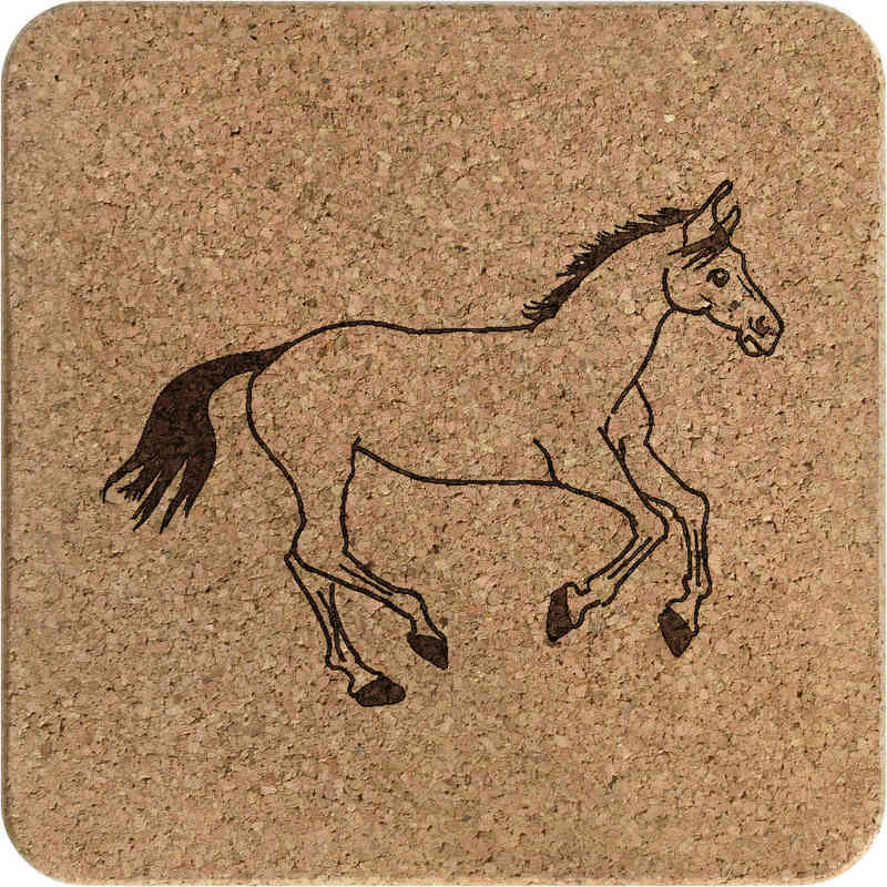 'Horse' Square Cork Trivet / Pot Stand (TR00031147)
