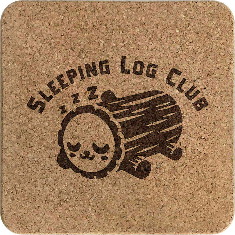 'Sleeping Log Club' Square Cork Trivet / Pot Stand (TR00031597)