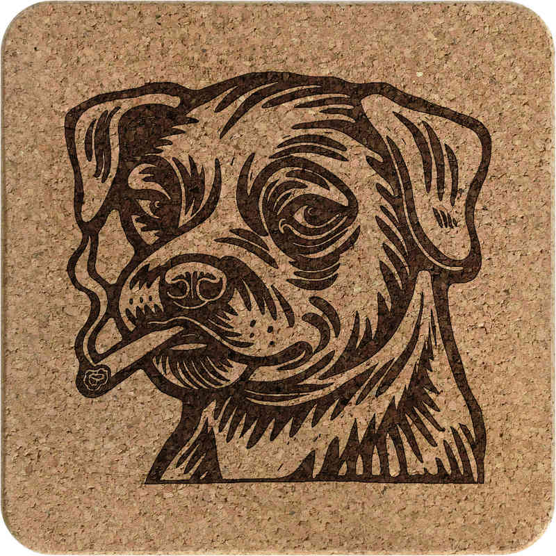 'Smoking Dog' Square Cork Trivet / Pot Stand (TR00031679)