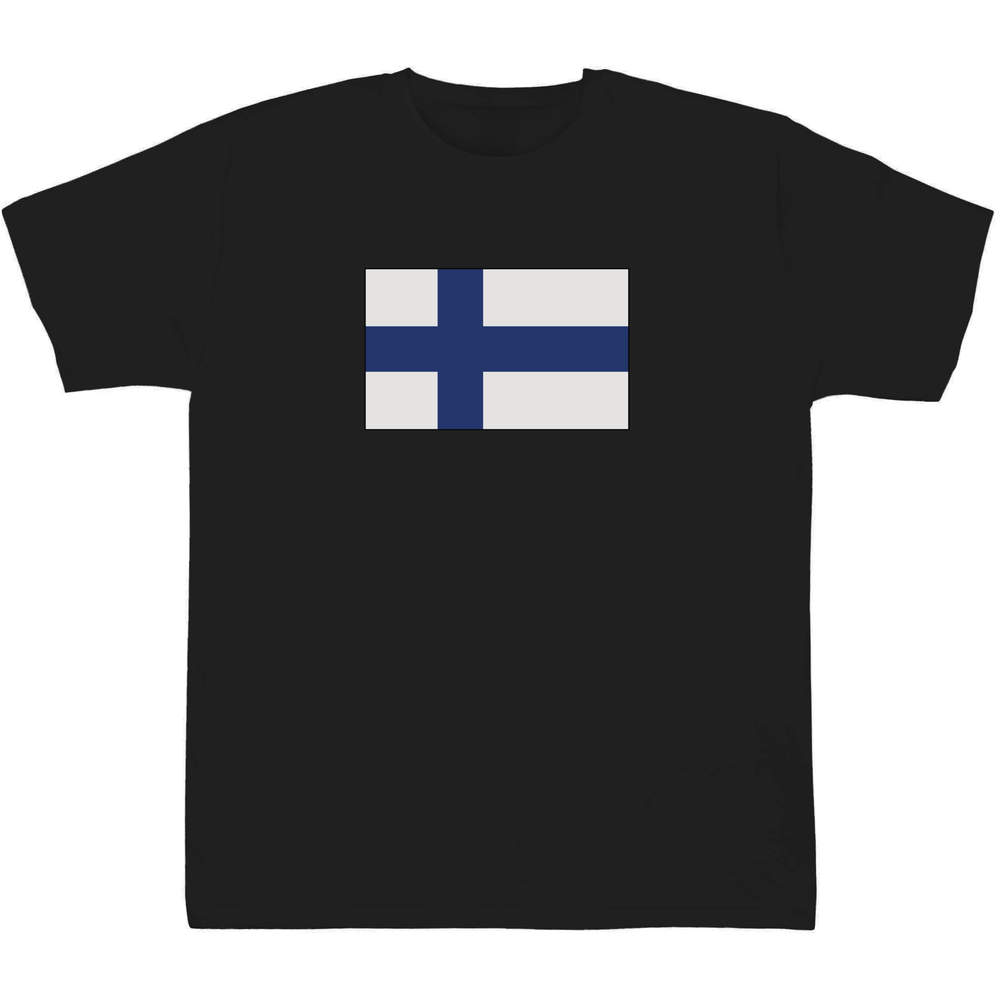 'Finland Flag' Kids T-Shirt - Black, 12-13 Years - Graphic Tee, 100% Cotton Short Sleeve Top for Boys and Girls (TS00222401)
