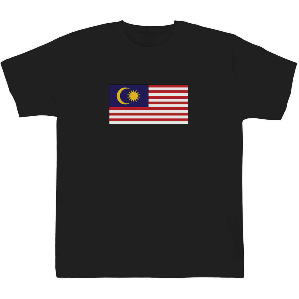 'Malaysia Flag' Kids T-Shirt - Black, 12-13 Years - Graphic Tee, 100% Cotton Short Sleeve Top for Boys and Girls (TS00225824)