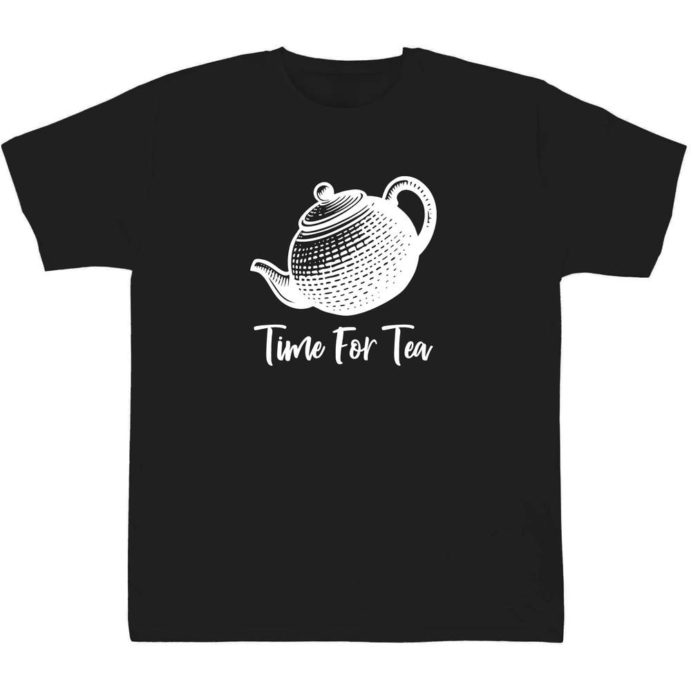 12-13 Years 'Time For Tea' Children's / Kid's T-Shirt (Black) (TS00423351)
