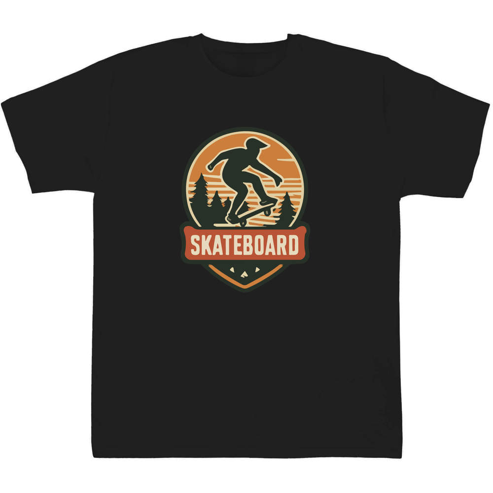 12-13 Years 'Skateboarding Emblem Design' Children's / Kid's T-Shirt (Black) (TS00506068)