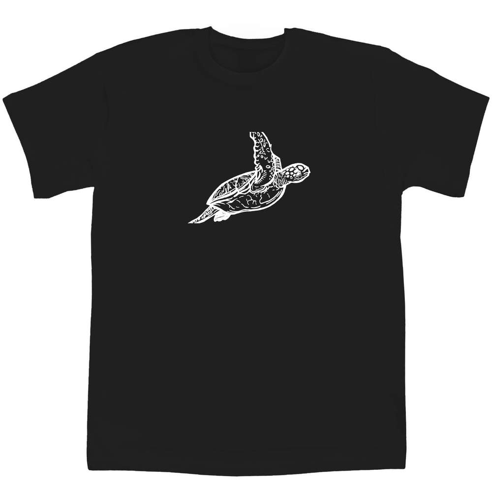 'Sea Turtle' Kids T-Shirt - Black, 14-15 Years - Graphic Tee, 100% Cotton Short Sleeve Top for Boys and Girls (TS00180934)