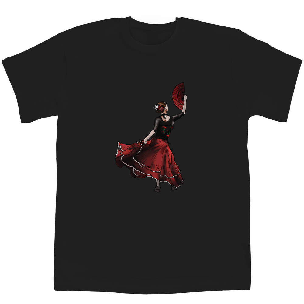 'Flamenco Dancer' Kids T-Shirt - Black, 14-15 Years - Graphic Tee, 100% Cotton Short Sleeve Top for Boys and Girls (TS00250673)