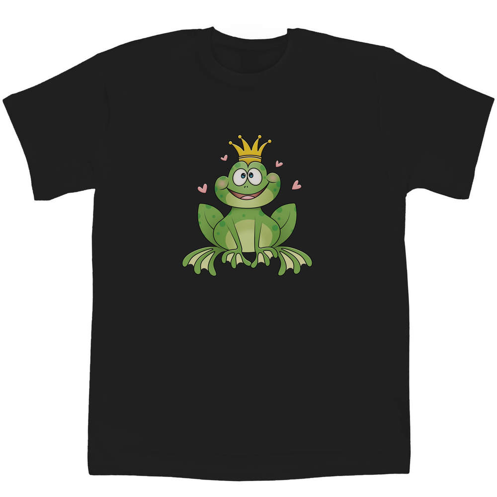 'Frog Prince' Kids T-Shirt - Black, 14-15 Years - Graphic Tee, 100% Cotton Short Sleeve Top for Boys and Girls (TS00257736)