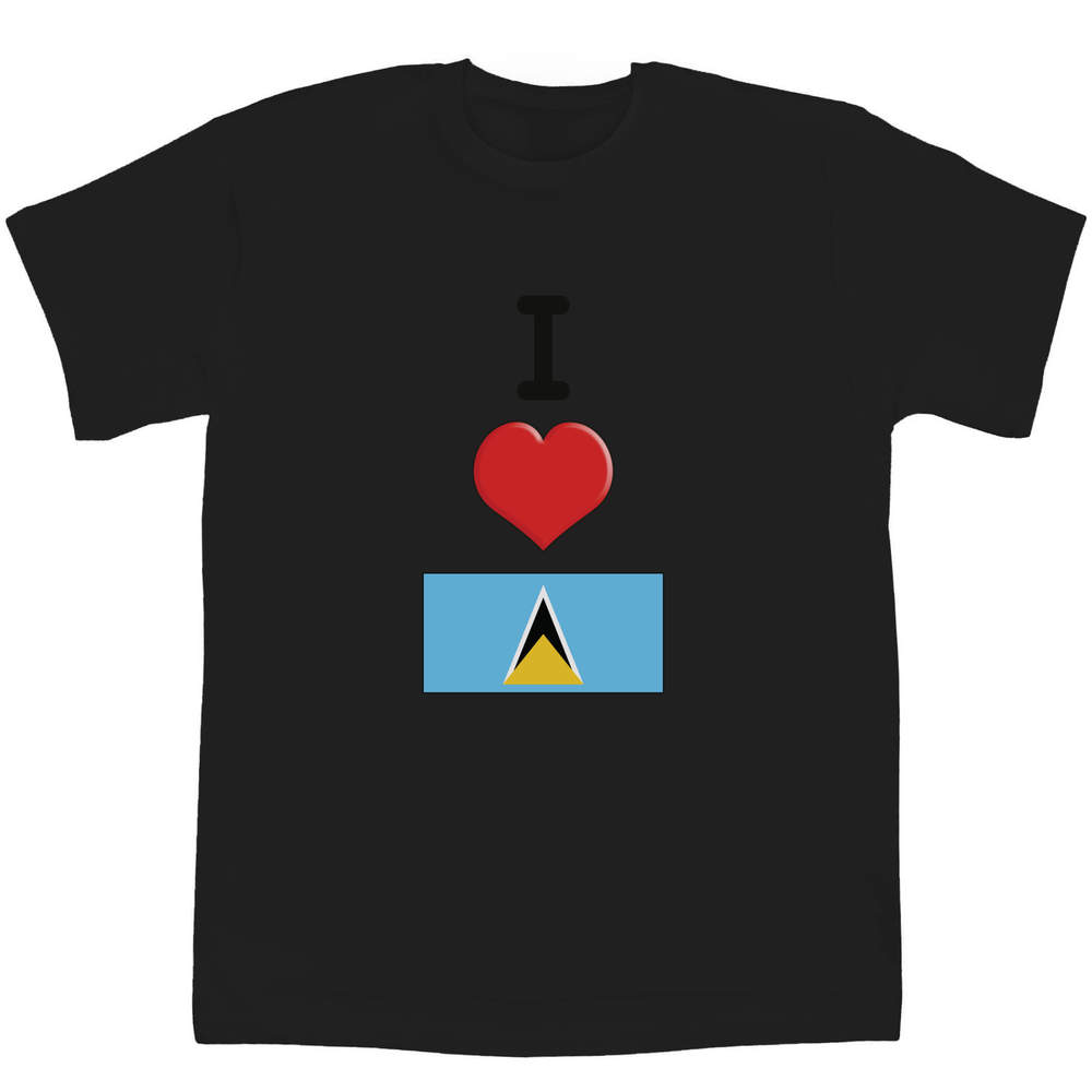 'I Love Saint Lucia' Kids T-Shirt - Black, 14-15 Years - Graphic Tee, 100% Cotton Short Sleeve Top for Boys and Girls (TS00269741)