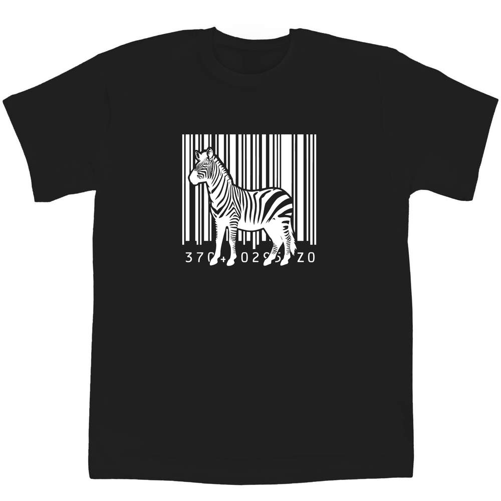 'Barcode Zebra Stripes' Kids T-Shirt - Black, 14-15 Years - Graphic Tee, 100% Cotton Short Sleeve Top for Boys and Girls (TS00424379)