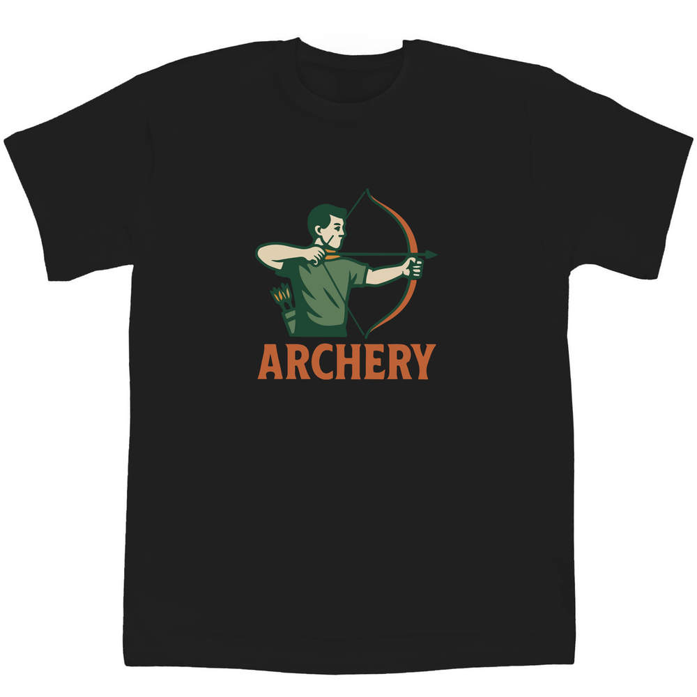 'Archery Bow & Arrow' Kids T-Shirt - Black, 14-15 Years - Graphic Tee, 100% Cotton Short Sleeve Top for Boys and Girls (TS00530465)