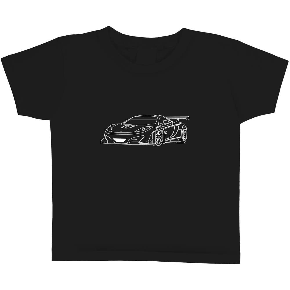 'Sports Car' Kids T-Shirt - Black, 3-4 Years - Graphic Tee, 100% Cotton Short Sleeve Top for Boys and Girls (TS00181524)