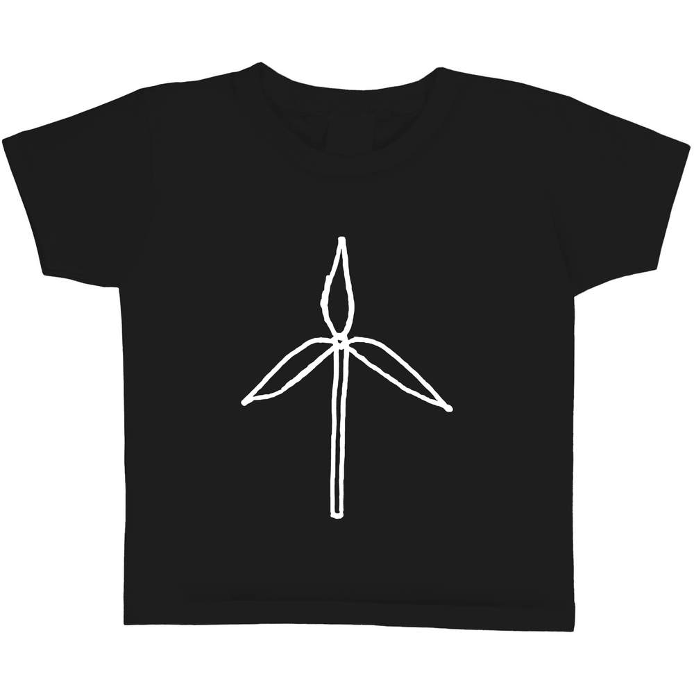 'Wind Turbine' Kids T-Shirt - Black, 3-4 Years - Graphic Tee, 100% Cotton Short Sleeve Top for Boys and Girls (TS00246069)