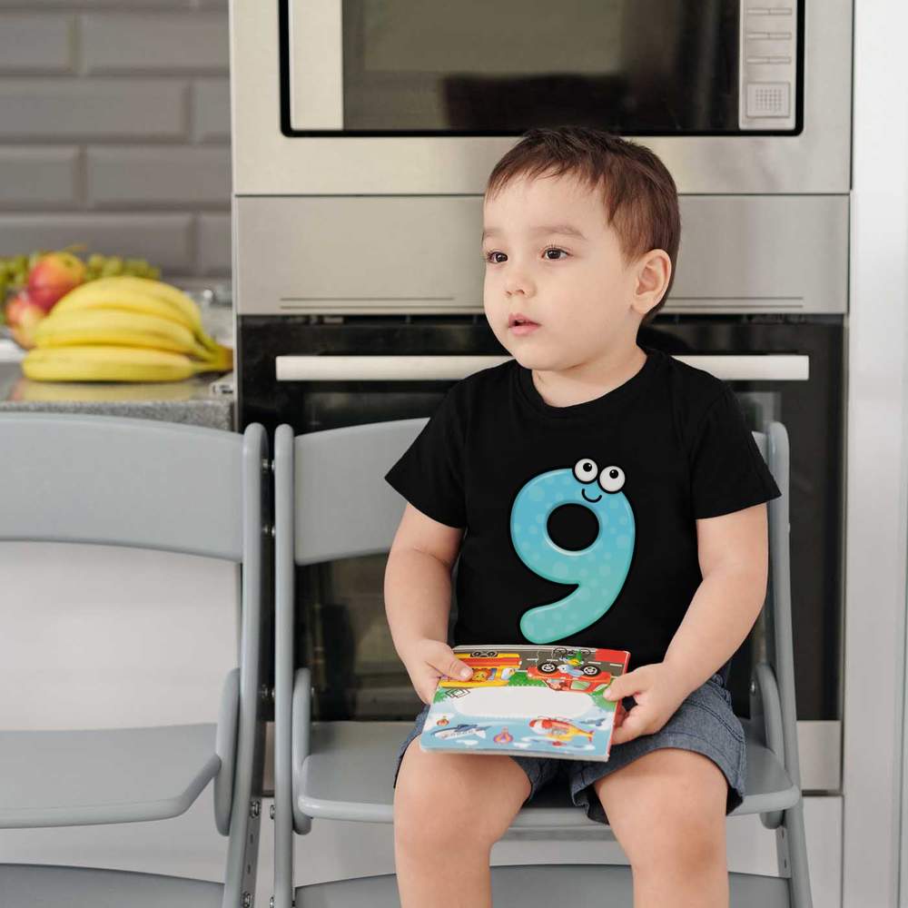 'Happy Number Nine' Children's / Kid's Cotton T-Shirts (TS029399) - Picture 8 of 9