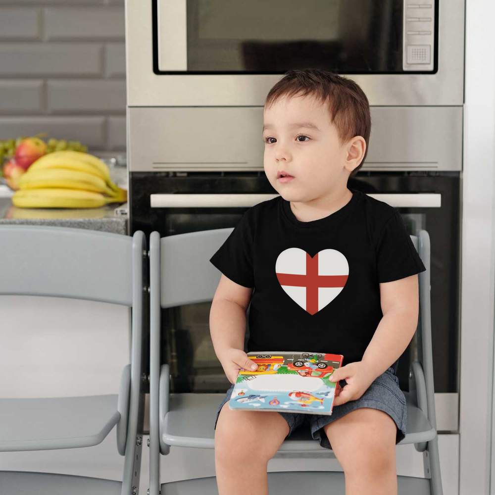 'England Flag Love Heart' Children's / Kid's Cotton T-Shirts (TS038243) - Picture 8 of 9