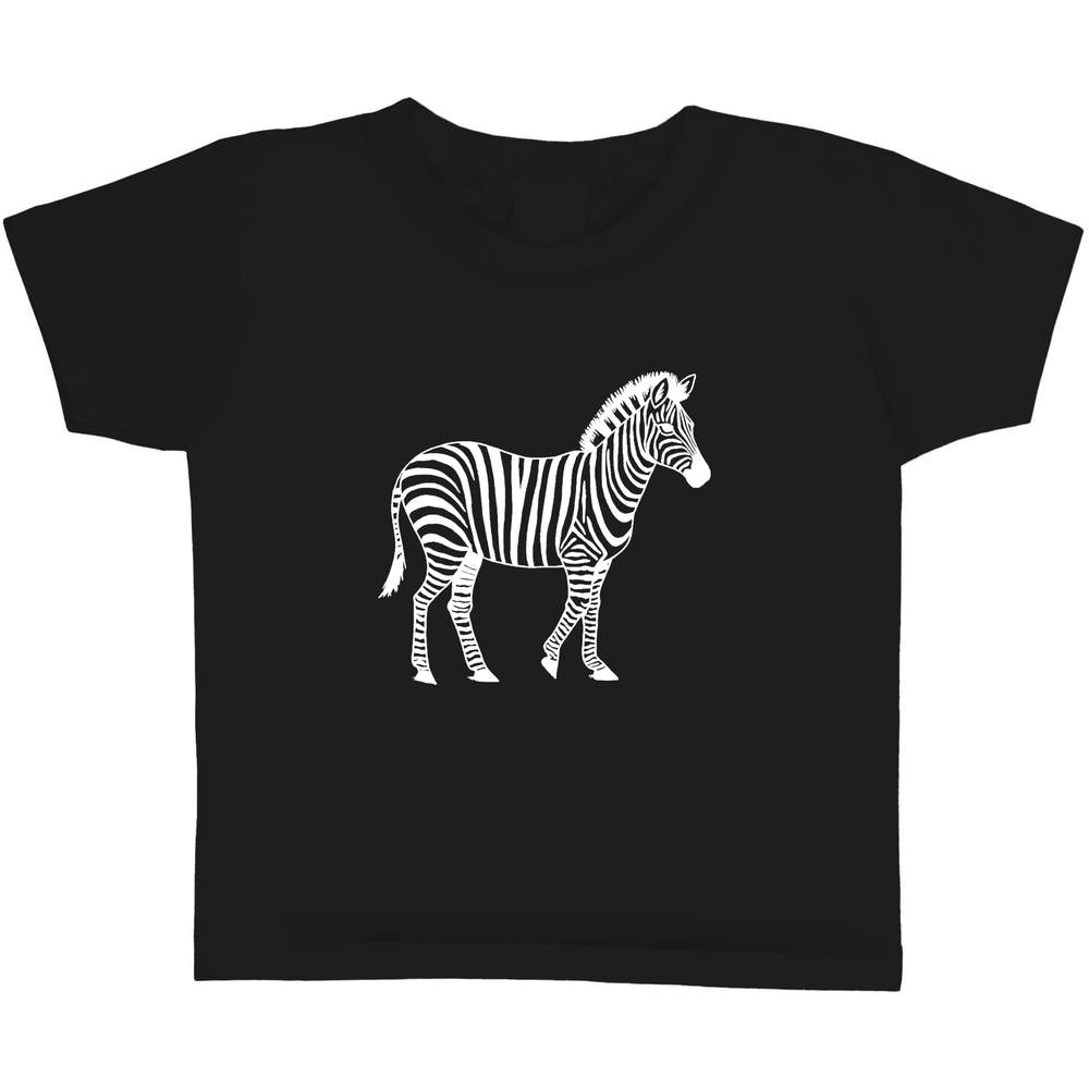 'Zebra' Kids T-Shirt - Black, 3-4 Years - Graphic Tee, 100% Cotton Short Sleeve Top for Boys and Girls (TS00362247)