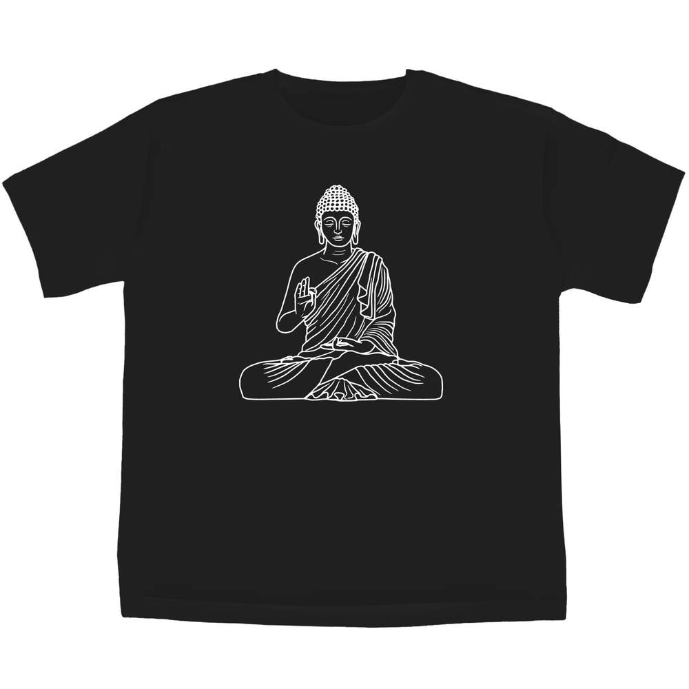 5-6 Years 'Buddha Statue' Children's / Kid's T-Shirt (Black) (TS00255163)