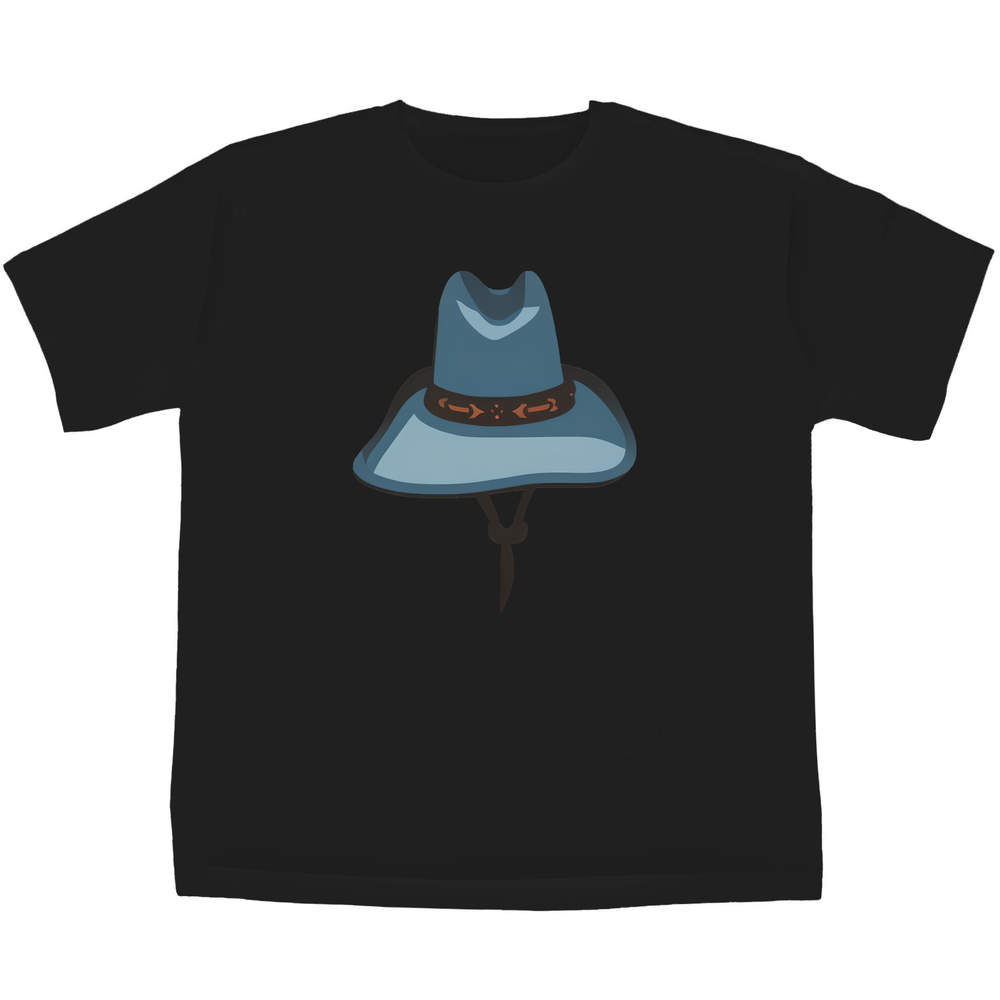 'Cowboy Hat' Kids T-Shirt - Black, 5-6 Years - Graphic Tee, 100% Cotton Short Sleeve Top for Boys and Girls (TS00375352)