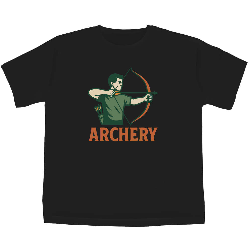 'Archery Bow & Arrow' Kids T-Shirt - Black, 5-6 Years - Graphic Tee, 100% Cotton Short Sleeve Top for Boys and Girls (TS00530461)