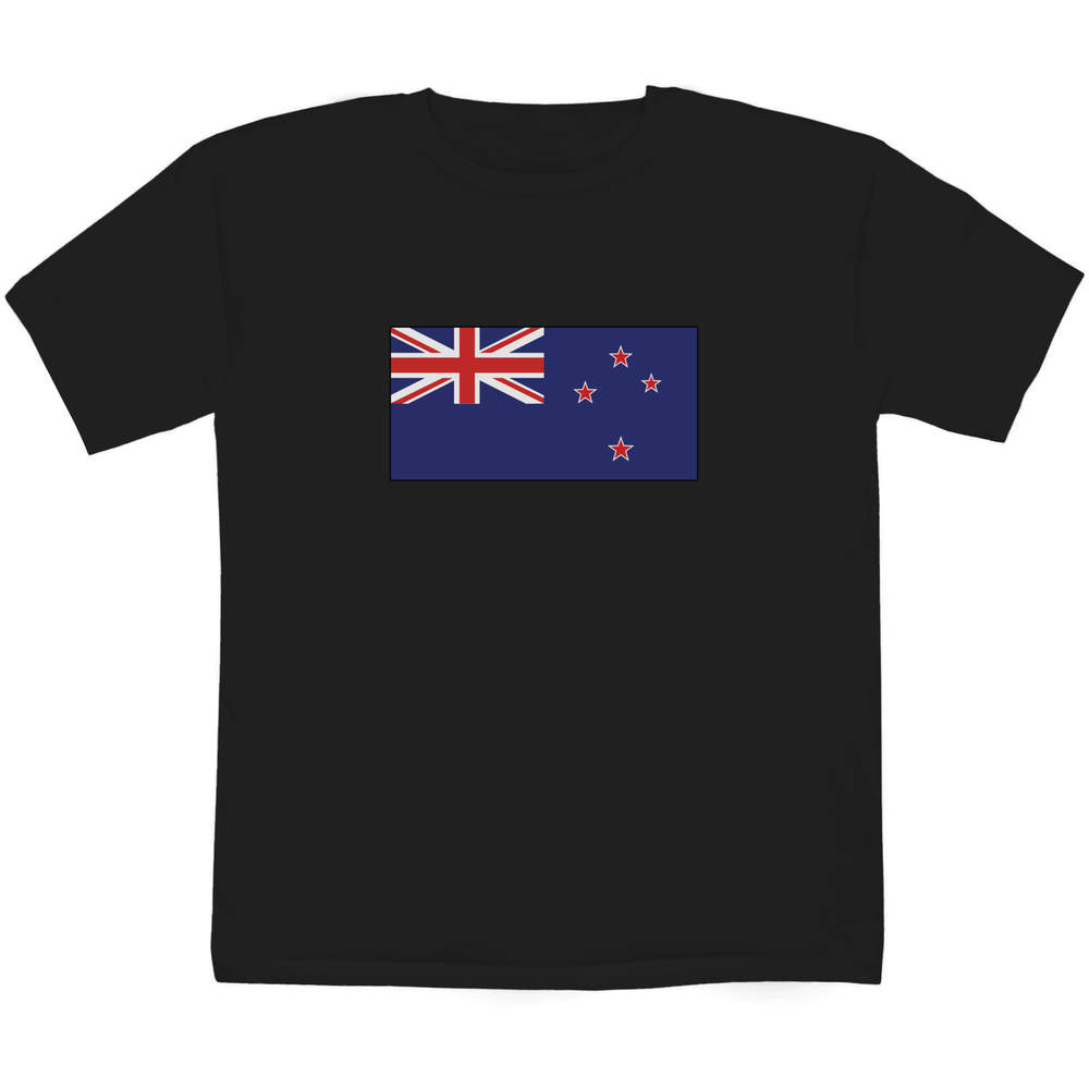7-8 Years 'New Zealand Flag' Children's / Kid's T-Shirt (Black) (TS00222679)