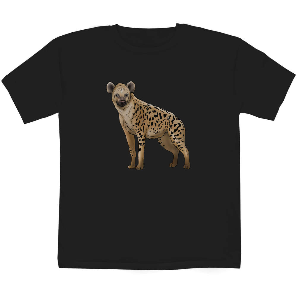 'Hyena' Kids T-Shirt - Black, 7-8 Years - Graphic Tee, 100% Cotton Short Sleeve Top for Boys and Girls (TS00252791)