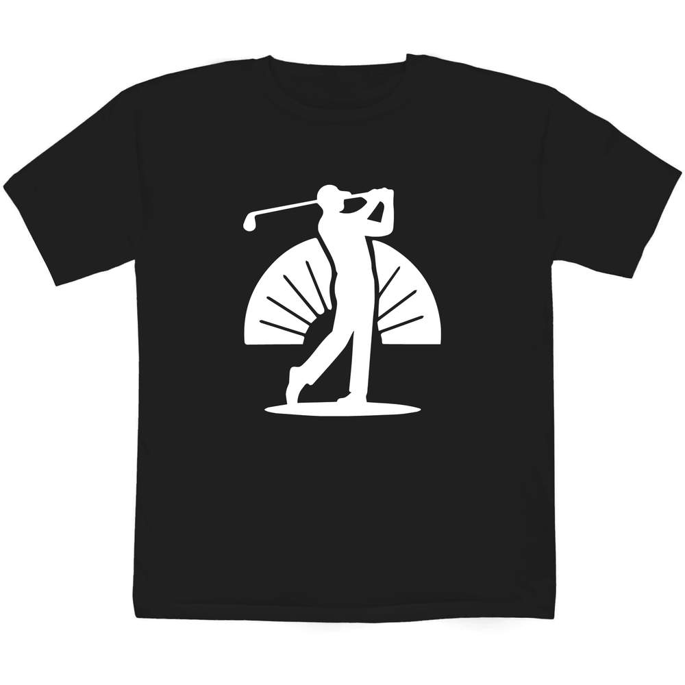 7-8 Years 'Golfer Swing' Children's / Kid's T-Shirt (Black