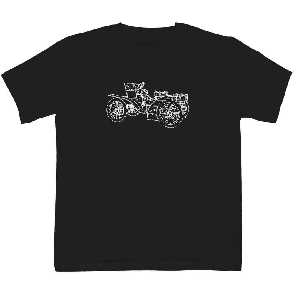 9-11 Years 'Old Fashioned Vehicle' Children's / Kid's T-Shirt (Black) (TS00192839)