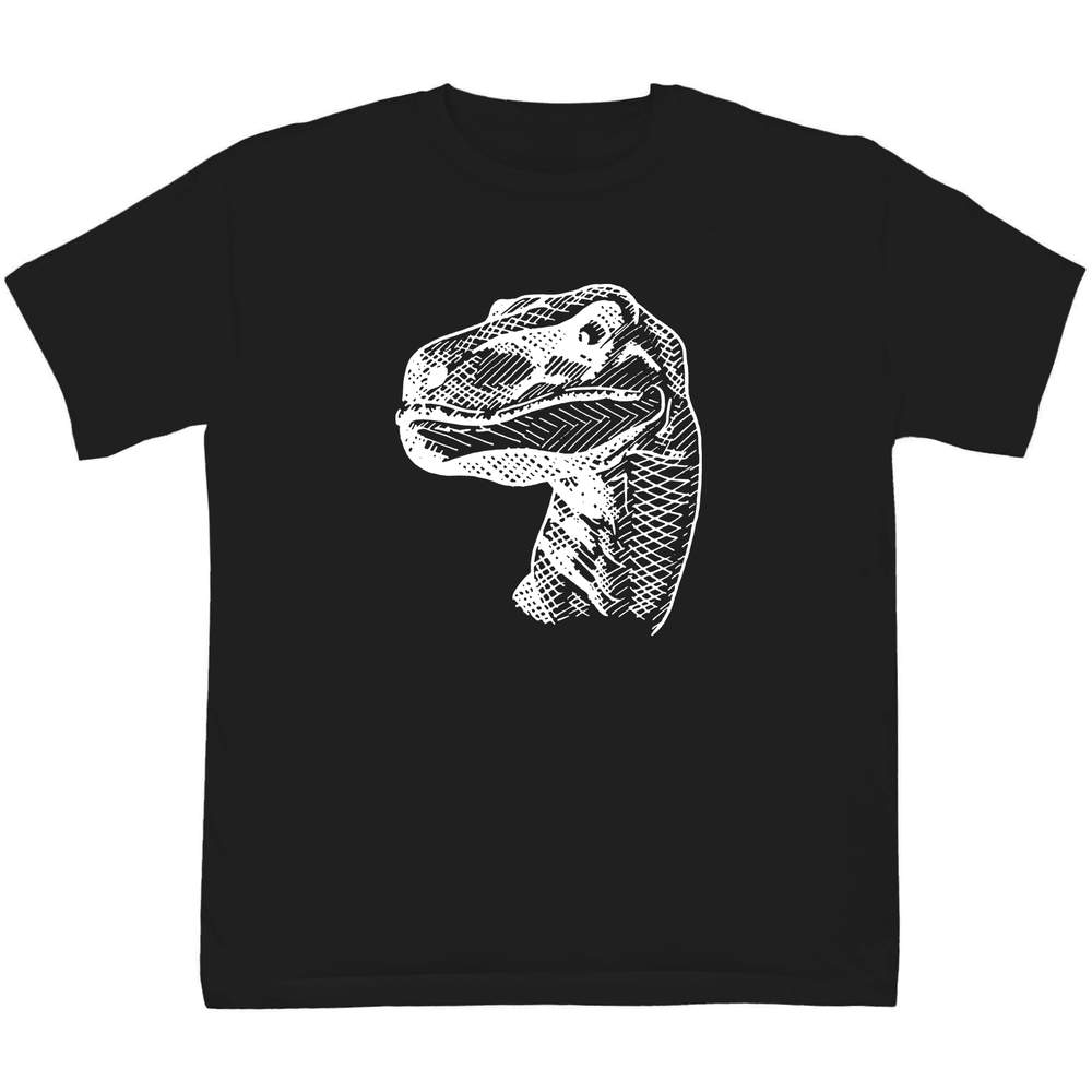 9-11 Years 'Raptor Dinosaur' Children's / Kid's T-Shirt (Black) (TS00204039)