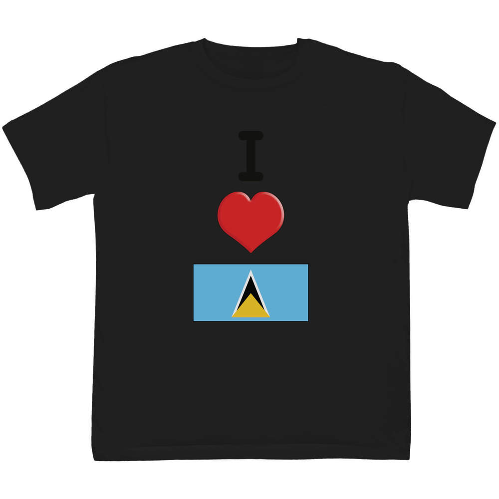9-11 Years 'I Love Saint Lucia' Children's / Kid's T-Shirt (Black) (TS00269739)