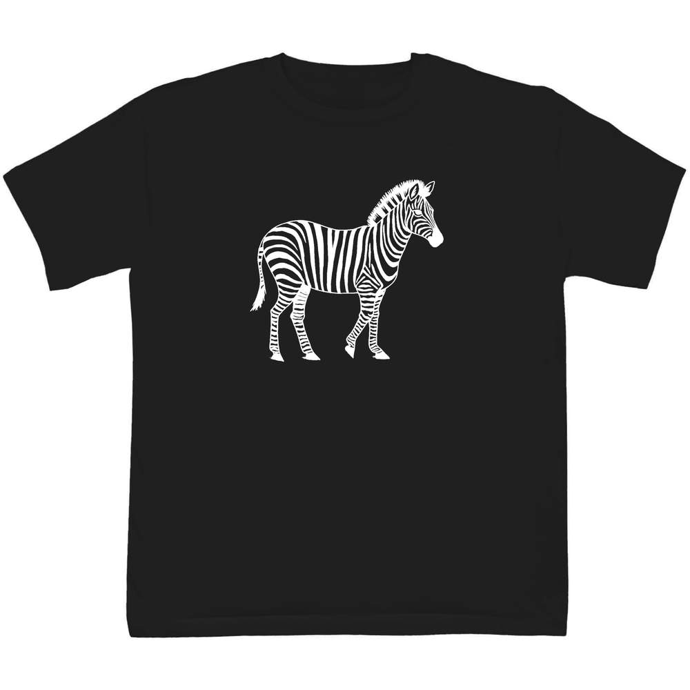 'Zebra' Kids T-Shirt - Black, 9-11 Years - Graphic Tee, 100% Cotton Short Sleeve Top for Boys and Girls (TS00362250)