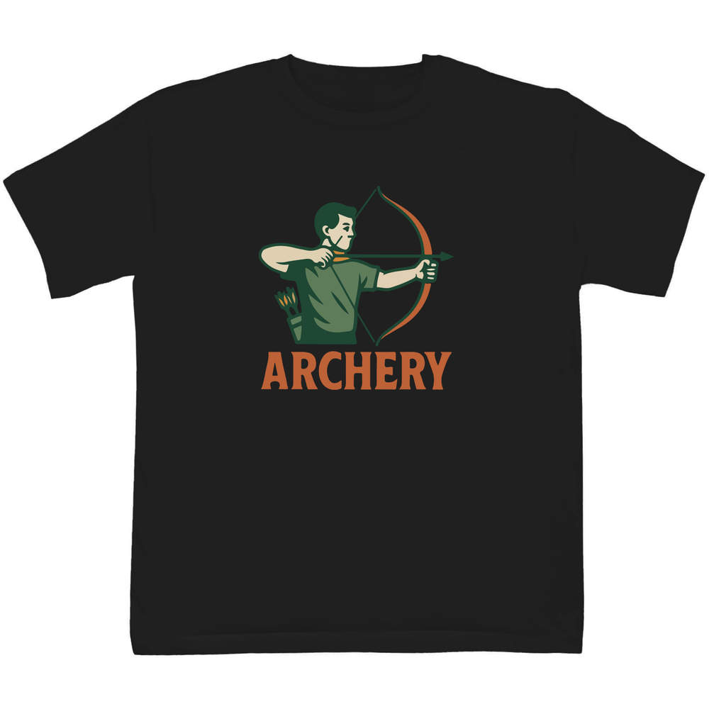 'Archery Bow & Arrow' Kids T-Shirt - Black, 9-11 Years - Graphic Tee, 100% Cotton Short Sleeve Top for Boys and Girls (TS00530463)