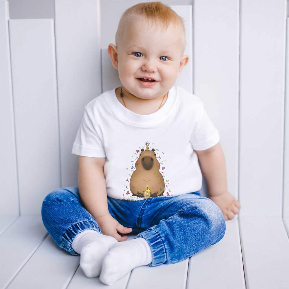 'Capybara Birthday Greeting' Children's / Kid's Cotton T-Shirts (TS038248) - Picture 4 of 6