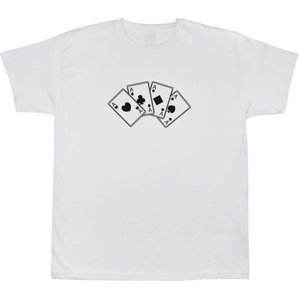 'Aces Playing Cards' Kids T-Shirt - White, 12-13 Years - Graphic Tee, 100% Cotton Short Sleeve Top for Boys and Girls (TS00126018)