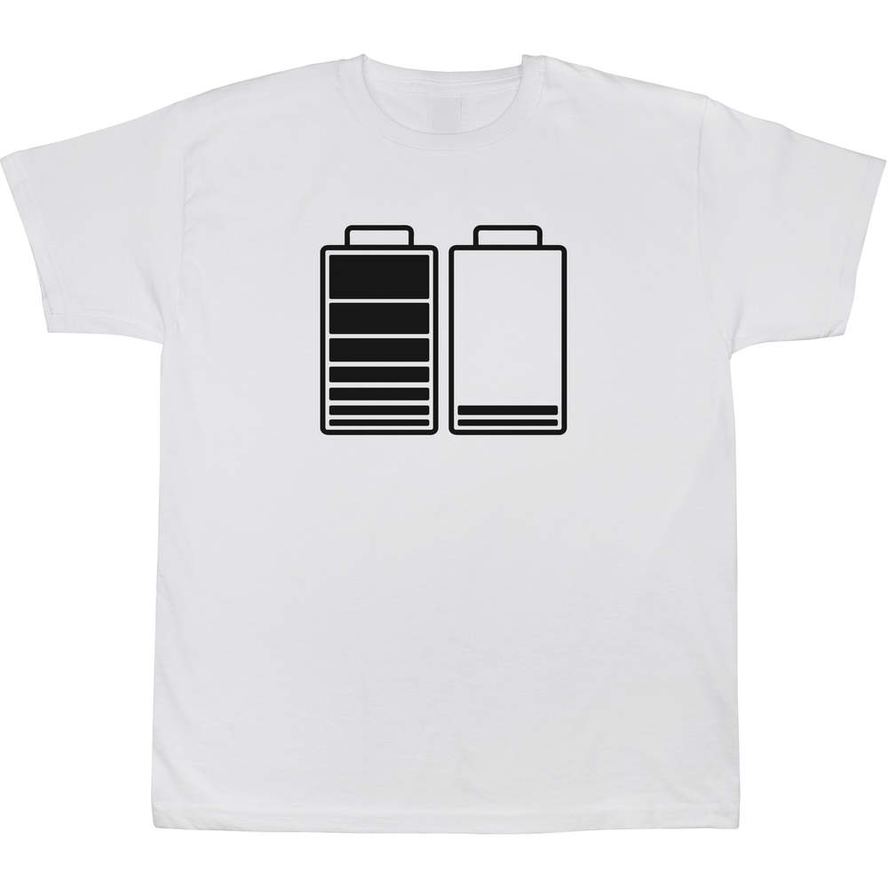 12-13 Years 'Low & Full Battery Symbols' Children's / Kid's T-Shirt (White) (TS00126312)